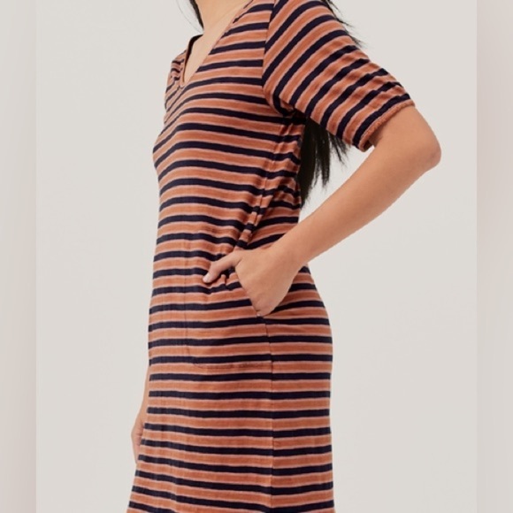 Pact Avery Slub Twist Back Dress Harvest Stripe - S - Picture 4 of 9